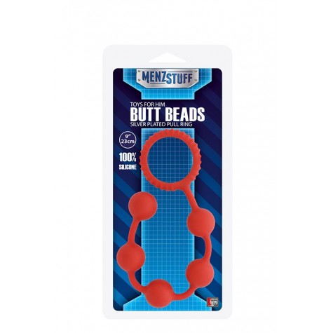 Красная анальная цепочка MENZSTUFF BUTT BEADS - 23 см.