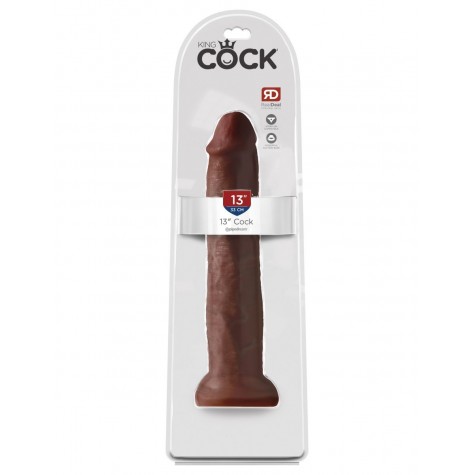 Коричневый фаллоимитатор-гигант на присоске 13" Cock - 33 см.