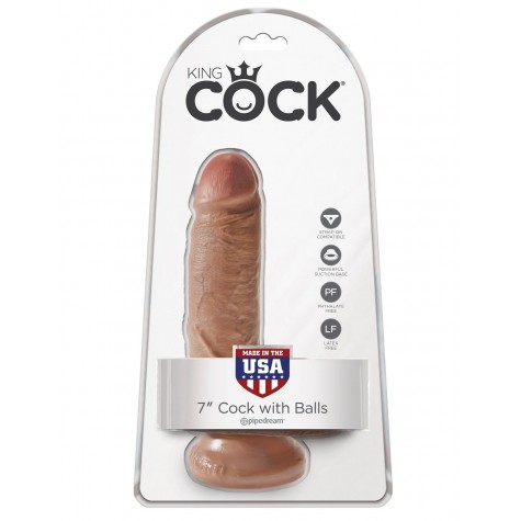 Фаллоимитатор-мулат с мошонкой 7" Cock with Balls - 19,4 см.