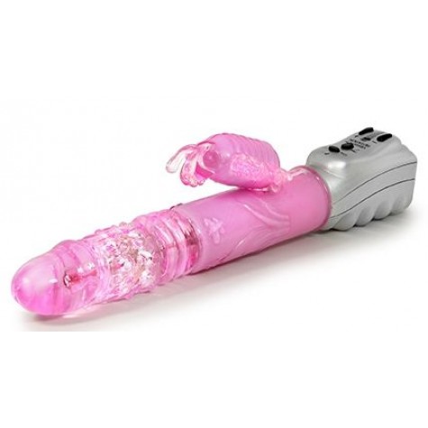 Розовый вибромассажер Butterfly Stroker - 29,8 см.