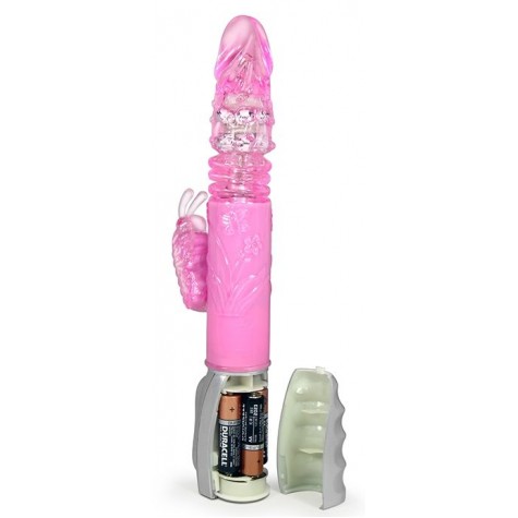 Розовый вибромассажер Butterfly Stroker - 29,8 см.